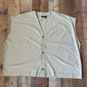 Asos Design Moss Green Button-Up V-Neck Sleeveless Vest Casual Cotton Men's S